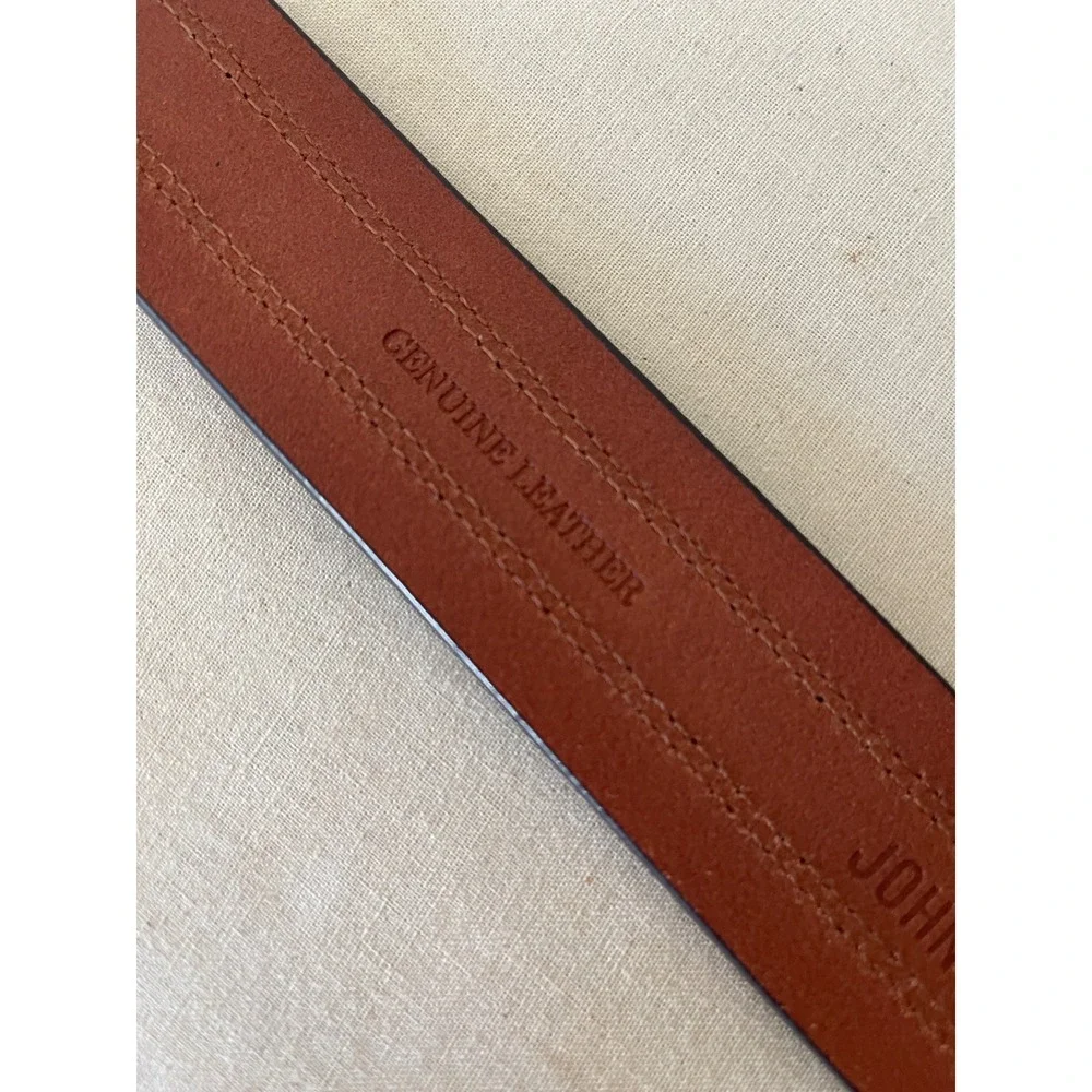 Johnston & Murphy Mens Leather Belt 44 Brown Suede Overlay Contrast Stitch Casua